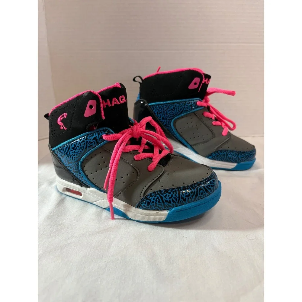 Shaq Kids High Top Basketball Sneakers Grey Blue Pink‎ Size 12 SQN011A-15